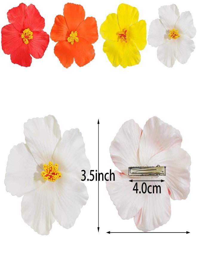 Jeffan 2 PCS Hawaiian Flowers Hair Clips, Hibiscus Flowers Hair Clip Beach Party Bohemian Flower Hair Accessories for Women Girls Dancer Bride Wedding Beach Party (White) - Image 2